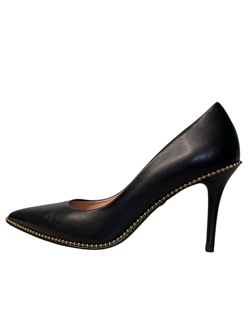 Coach Waverly Black Leather Gold-Tone Studded Stiletto Pumps Sz 7.5 - Picture 3 of 15